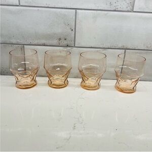 Vintage Paden City Georgian Honeycomb Pink Glasses - Set of 4